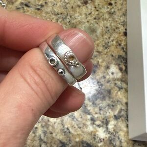 Elegant Silver Ring with Gemstone Accents stacking rings